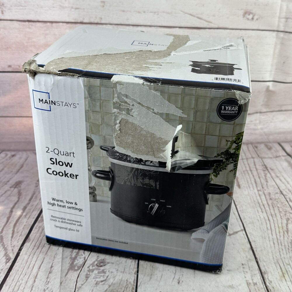 Mainstays 2 Qt Slow Cooker Matte Black Glass Lid Removable Crock